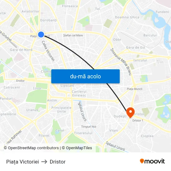 Harta de Piața Victoriei către Dristor