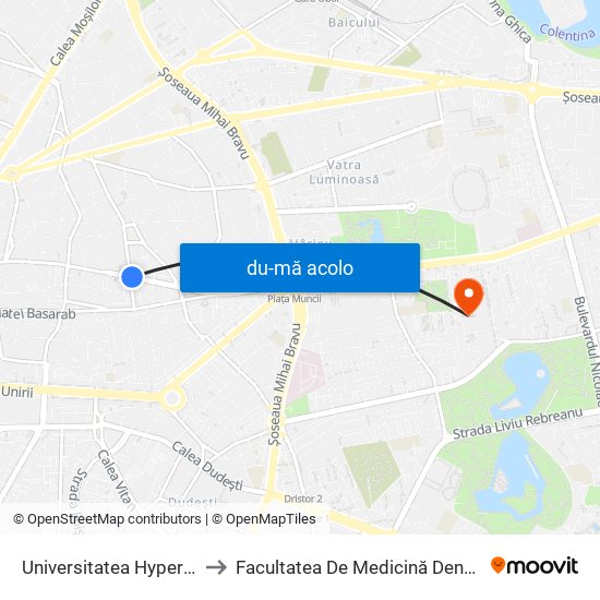 Harta de Universitatea Hyperion către Facultatea De Medicină Dentară