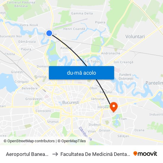 Harta de Aeroportul Baneasa către Facultatea De Medicină Dentară