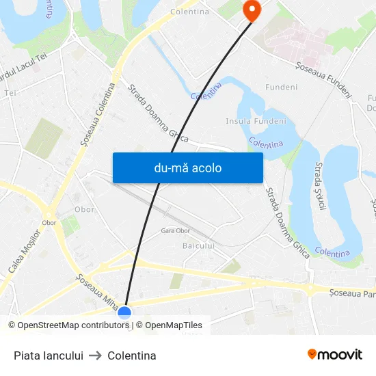 Harta de Piata Iancului către Colentina