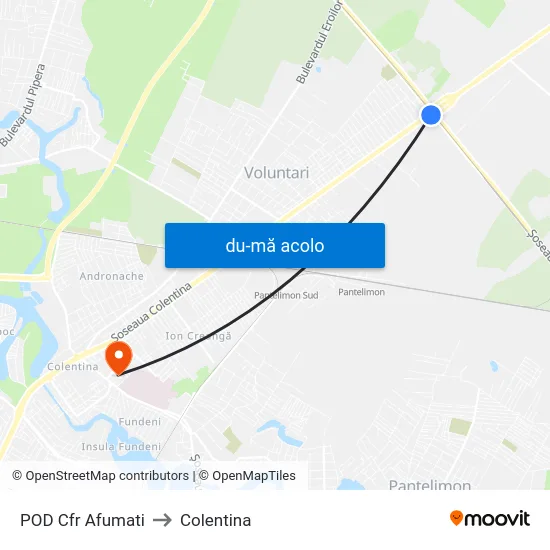 Harta de POD Cfr Afumati către Colentina