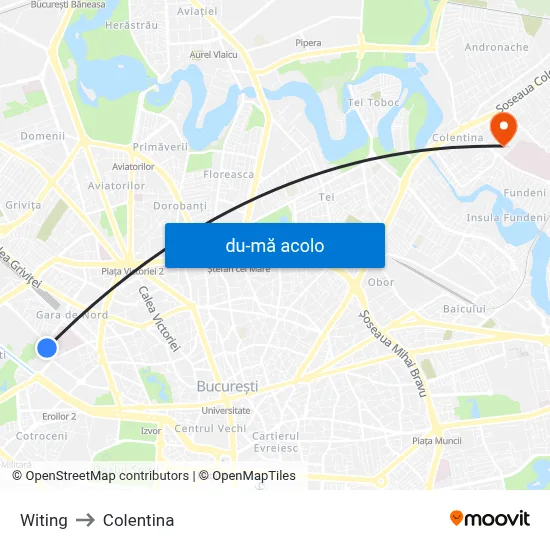 Harta de Witing către Colentina