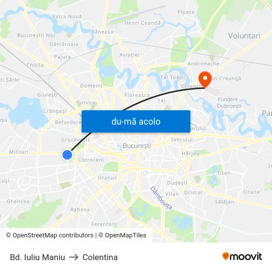 Harta de Bd. Iuliu Maniu către Colentina