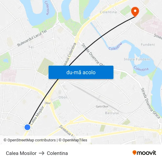 Harta de Calea Mosilor către Colentina