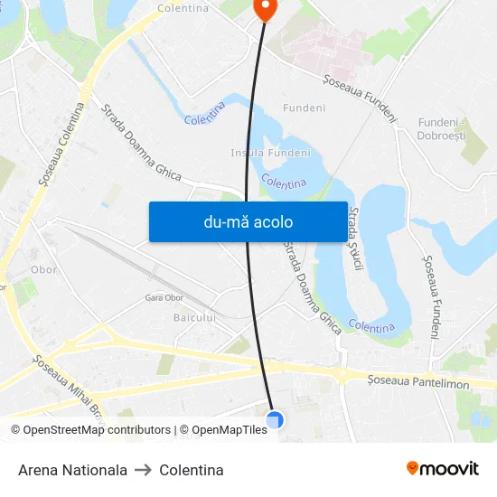 Harta de Arena Nationala către Colentina