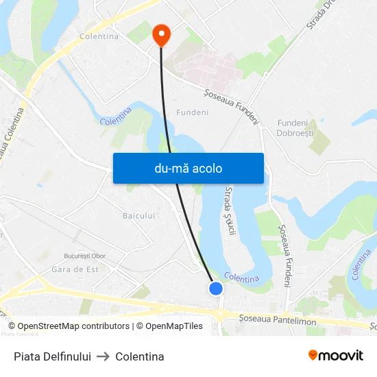 Harta de Piata Delfinului către Colentina