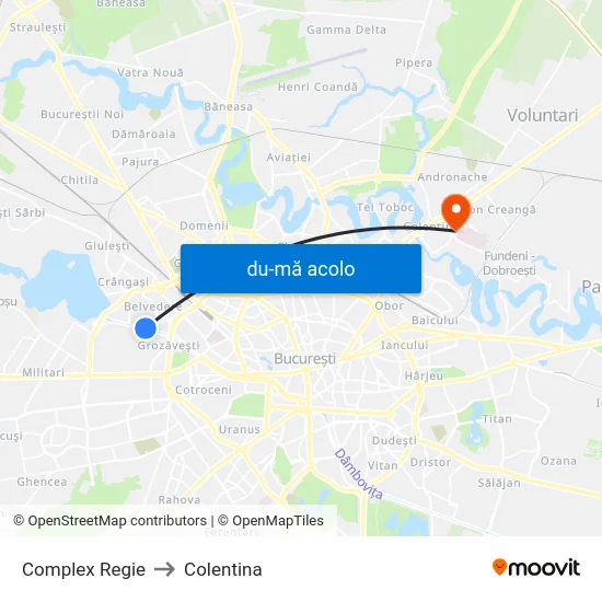 Harta de Complex Regie către Colentina