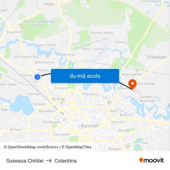 Harta de Soseaua Chitilei către Colentina