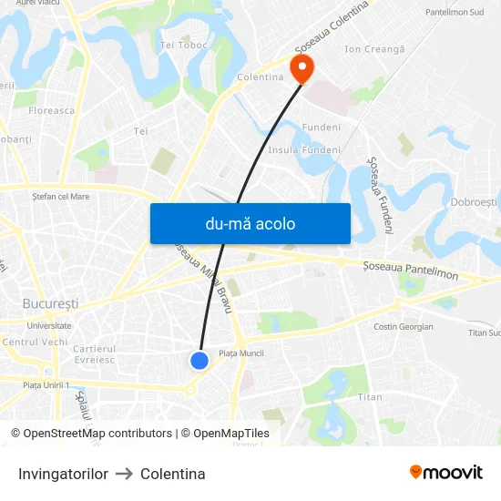 Harta de Invingatorilor către Colentina