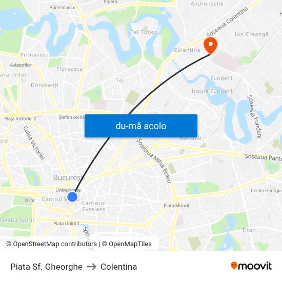 Harta de Piata Sf. Gheorghe către Colentina