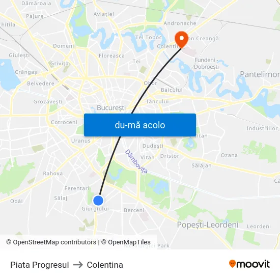 Harta de Piata Progresul către Colentina