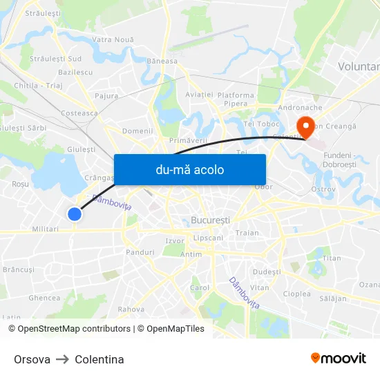 Harta de Orsova către Colentina