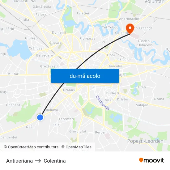 Harta de Antiaeriana către Colentina