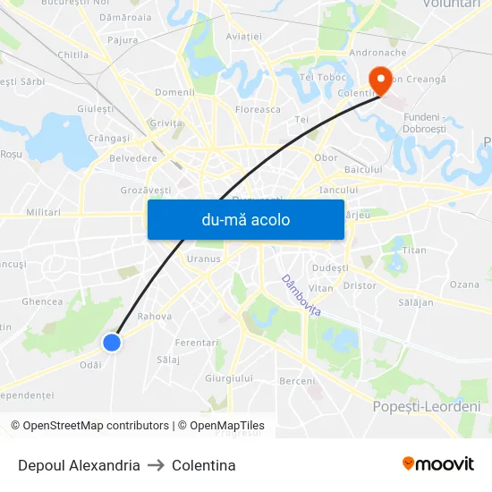 Harta de Depoul Alexandria către Colentina