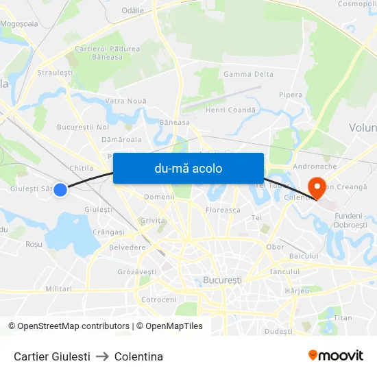 Harta de Cartier Giulesti către Colentina