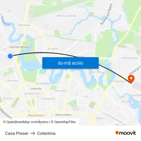 Harta de Casa Presei către Colentina