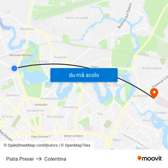 Harta de Piata Presei către Colentina