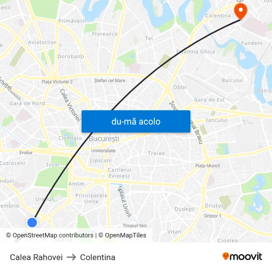 Harta de Calea Rahovei către Colentina