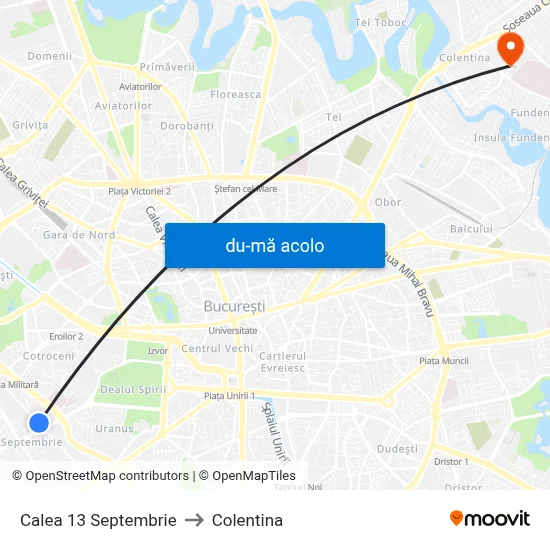 Harta de Calea 13 Septembrie către Colentina