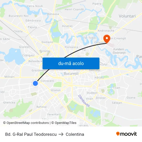 Harta de Bd. G-Ral Paul Teodorescu către Colentina