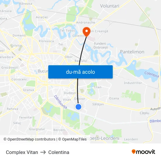 Harta de Complex Vitan către Colentina