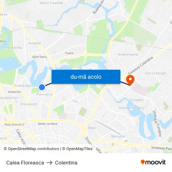 Harta de Calea Floreasca către Colentina