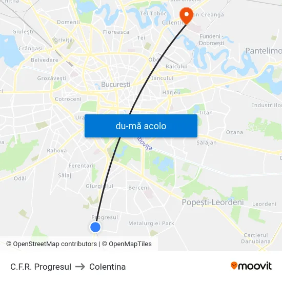 Harta de C.F.R. Progresul către Colentina