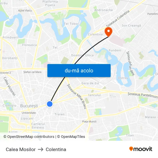 Harta de Calea Mosilor către Colentina