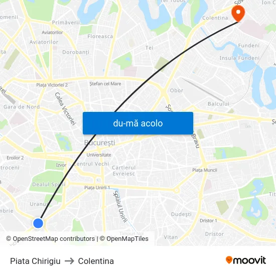 Harta de Piata Chirigiu către Colentina
