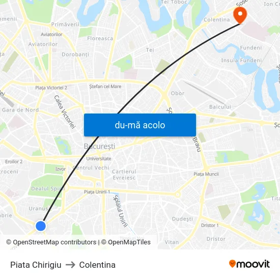 Harta de Piata Chirigiu către Colentina