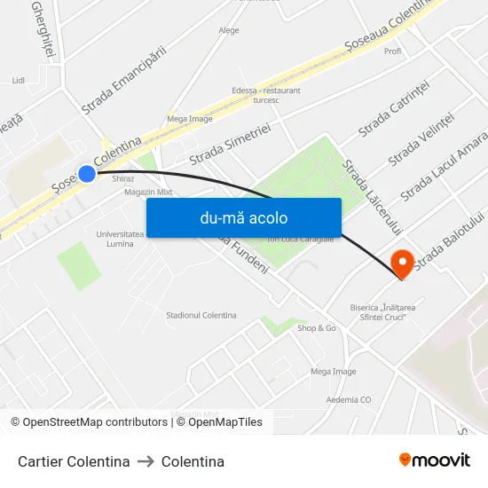 Harta de Cartier Colentina către Colentina