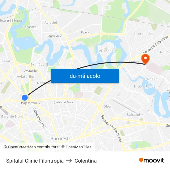 Harta de Spitalul Clinic Filantropia către Colentina