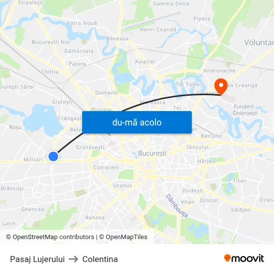 Harta de Pasaj Lujerului către Colentina