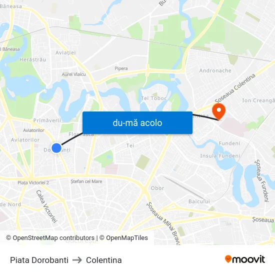 Harta de Piata Dorobanti către Colentina