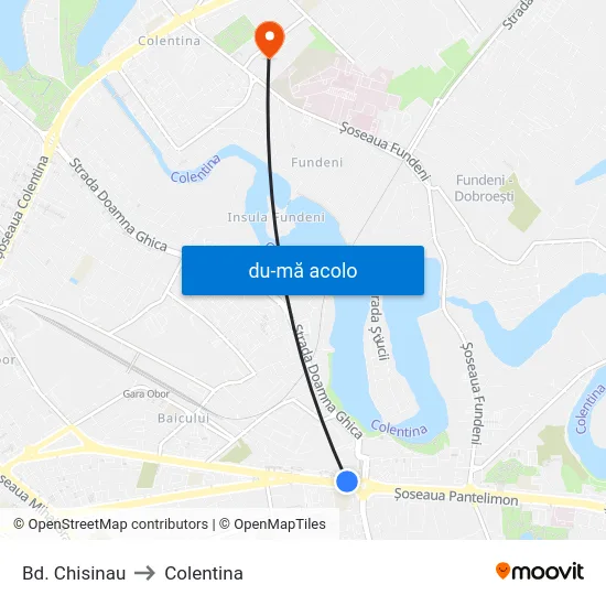 Harta de Bd. Chisinau către Colentina