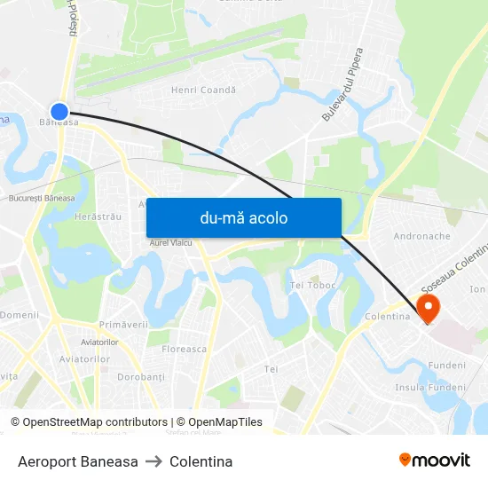 Harta de Aeroport Baneasa către Colentina