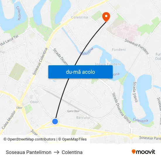 Harta de Soseaua Pantelimon către Colentina