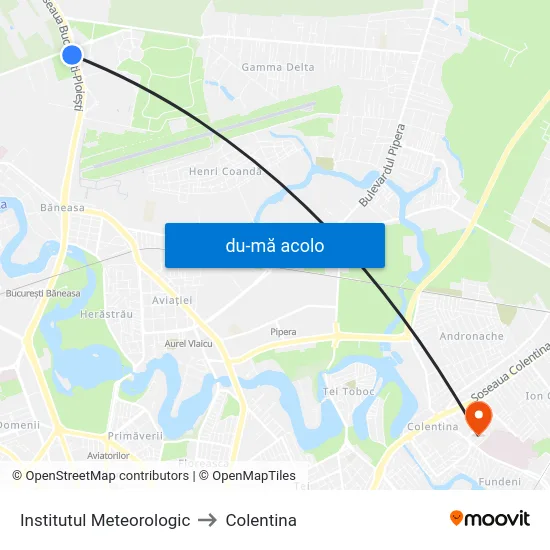 Harta de Institutul Meteorologic către Colentina