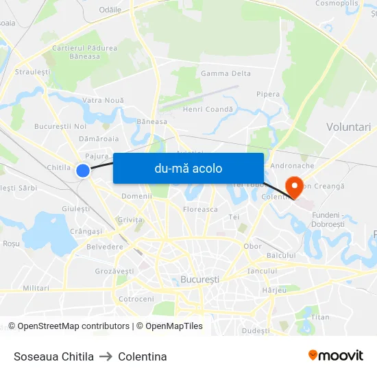 Harta de Soseaua Chitila către Colentina