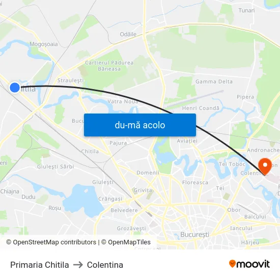 Harta de Primaria Chitila către Colentina