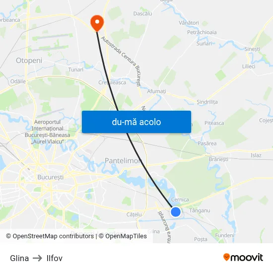 Harta de Glina către Ilfov