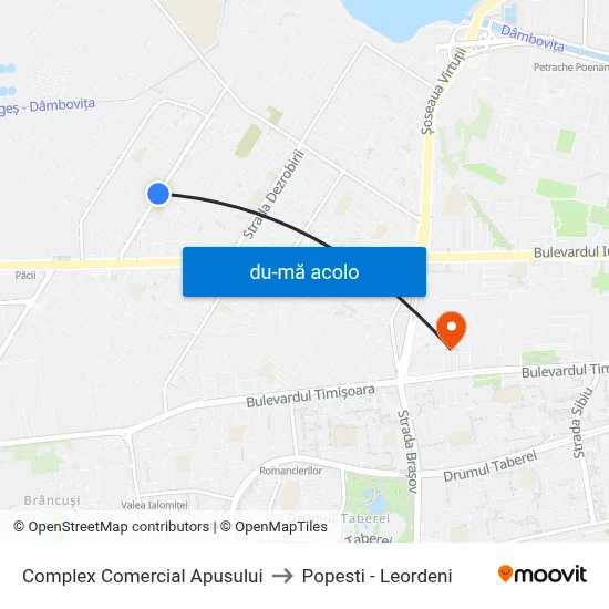 Harta de Complex Comercial Apusului către Popesti - Leordeni