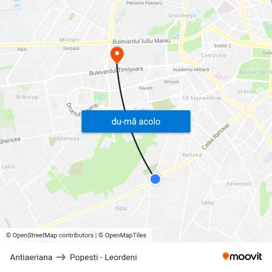 Harta de Antiaeriana către Popesti - Leordeni