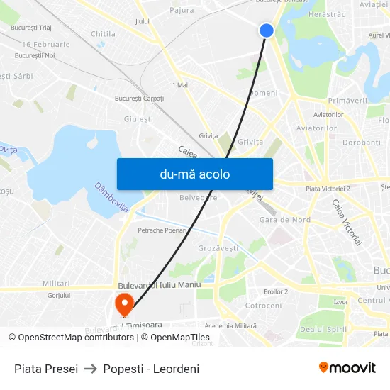 Harta de Piata Presei către Popesti - Leordeni