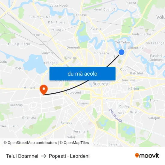Harta de Teiul Doamnei către Popesti - Leordeni