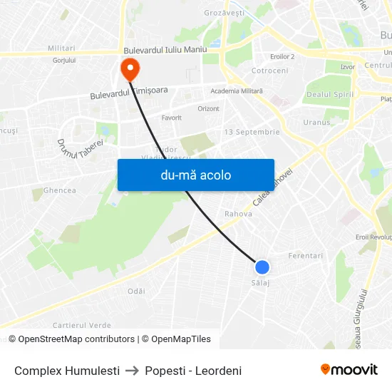 Harta de Complex Humulesti către Popesti - Leordeni