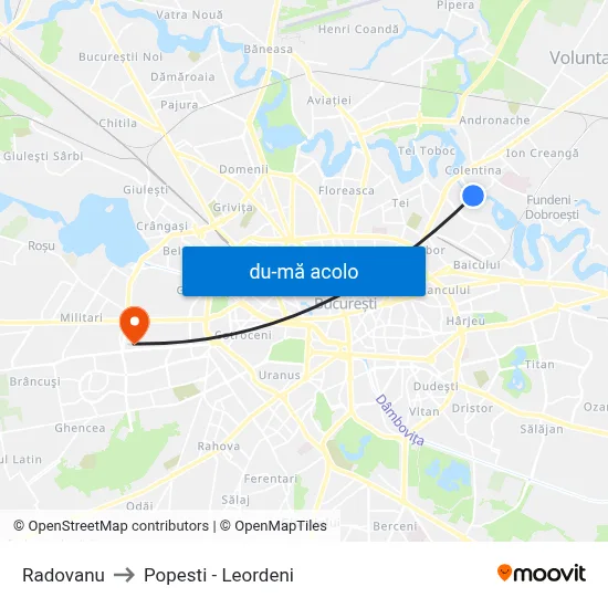 Harta de Radovanu către Popesti - Leordeni