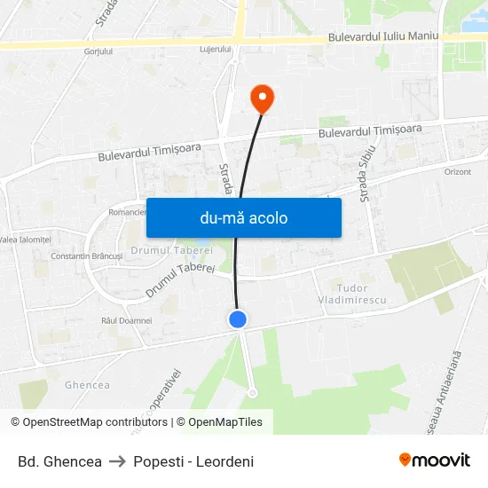 Harta de Bd. Ghencea către Popesti - Leordeni