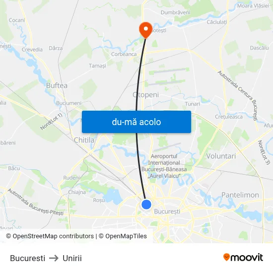 Harta de Bucuresti către Unirii
