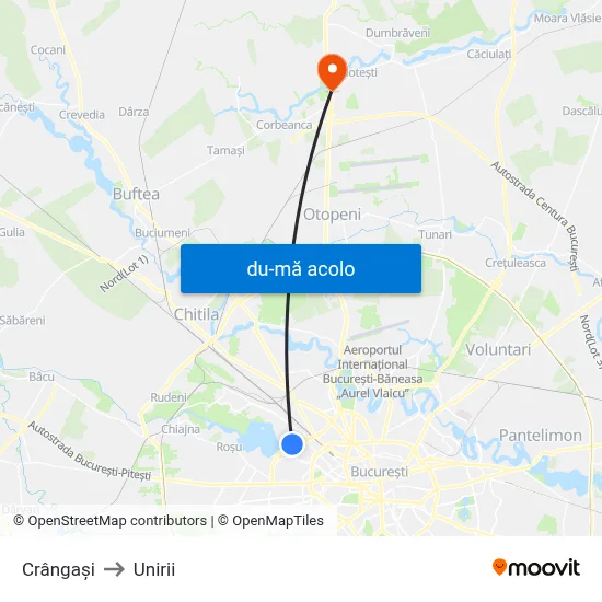 Harta de Crângași către Unirii